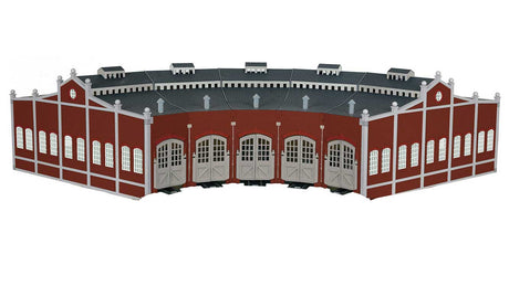 Five-Stall Brick Roundhouse -- Kit w/5 E-Z Track(R) 9" Straights, 5 Bumpers-1