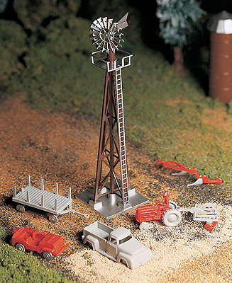Plasticville U.S.A.(R) Classic Kits -- Windmill w/Farm Machinery