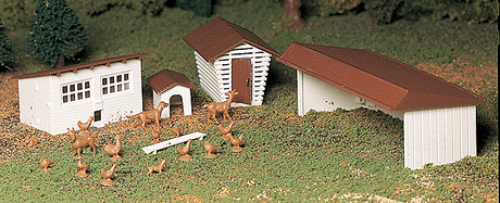 Plasticville U.S.A.(R) Classic Kits -- Farm Out-Buildings pkg(3)