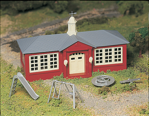 Plasticville U.S.A.(R) Classic Kits -- School House with Playground Equipment