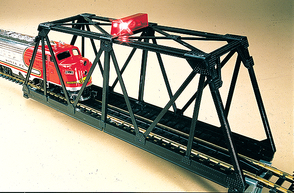 Steel Through-Truss Bridge - Assembled -- With Blinking Red Light