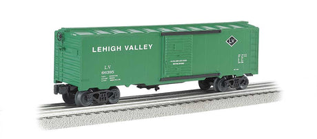 40' Steel Boxcar - 3-Rail - Ready to Run - Williams¬™ -- Lehigh Valley #66395 (green, black,, Small Diamond Logo)