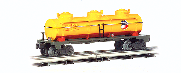 3-Dome Tank Car - 3-Rail - Ready to Run -  Williams(TM) -- Union Pacific (Armour Yellow, gray, red)-1
