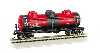 3-Dome Tank Car - 3-Rail - Ready to Run -  Williams(TM) -- Transcontinental Oil Co. (red, black)-1
