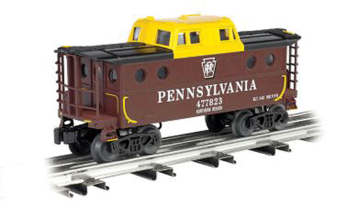 N5C Porthole Caboose - 3-Rail - Ready to Run - Williams(TM) -- Pennsylvania Railroad #67355 (Tuscan, yellow Cupola)-1