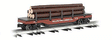 Operating Log Dump Car - 3-Rail - Ready to Run - Williams(TM) -- Yellow Pine Lumber Company (Boxcar Red)-1