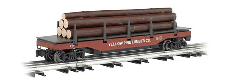 Operating Log Dump Car - 3-Rail - Ready to Run - Williams(TM) -- Yellow Pine Lumber Company (Boxcar Red)-2