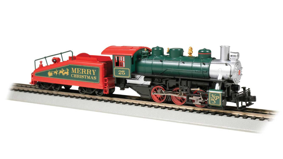 USRA 0-6-0 with Slope-Back Tender - Standard DC with Smoke -- North Pole & Southern #25 (Christmas, green, red, graphite)