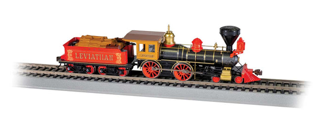 4-4-0 w/Wood Tender Load - Standard DC -- Central Pacific #63 Leviathan (red)