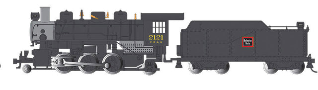 Baldwin 2-6-2 Prairie with Smoke - Standard DC -- Chicago, Burlington & Quincy #2121 (black, graphite)