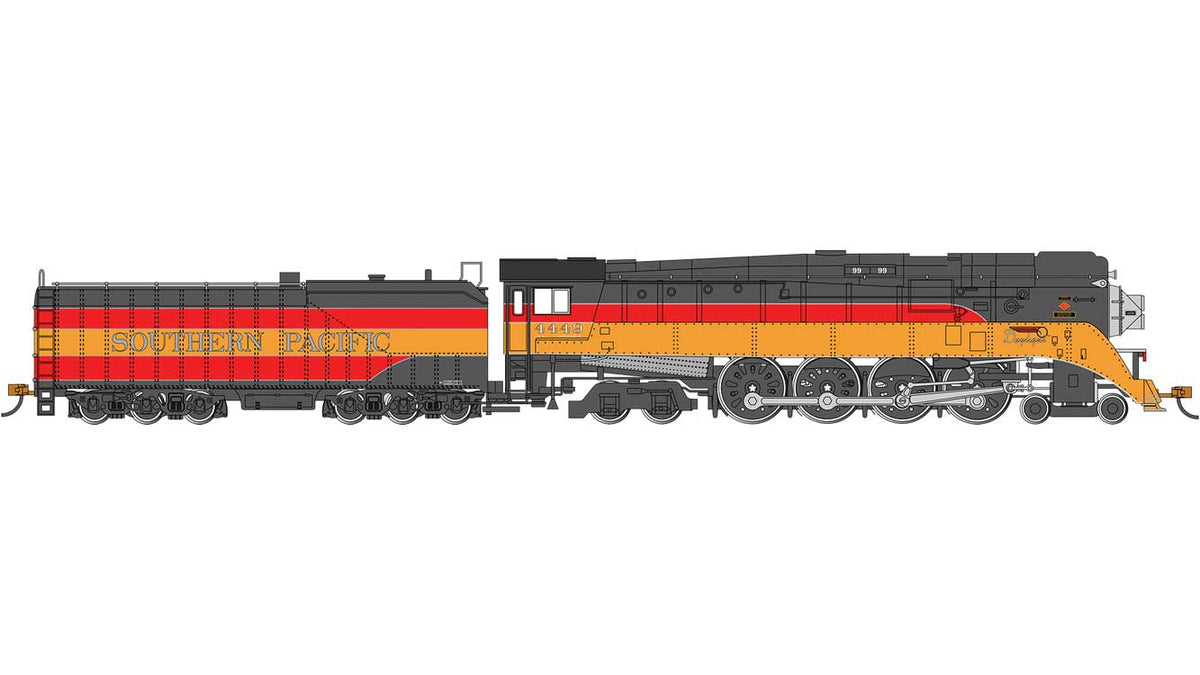 Class GS4 4-8-4 - Standard DC -- Southern Pacific #4449 (Daylight, orange, red, black, Billboard Lettering)