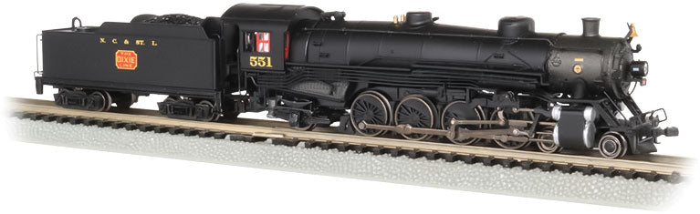 4-8-2 Light Mountain - Sound and DCC -- Nashville, Chattanooga & St. Louis #551 (black, graphite, red; Dixie Line)