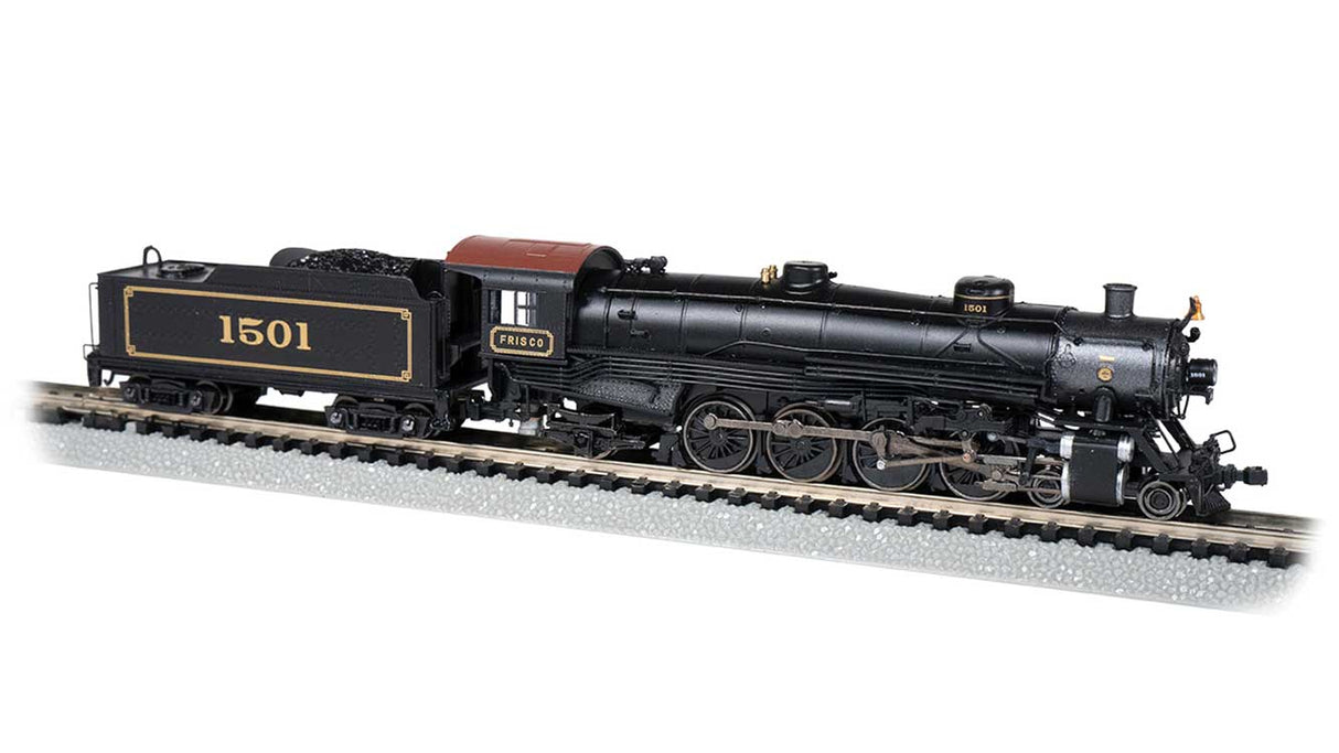 4-8-2 Light Mountain - Sound and DCC -- St. Louis-San Francisco 1501 (black, graphite, Frisco on Cab)