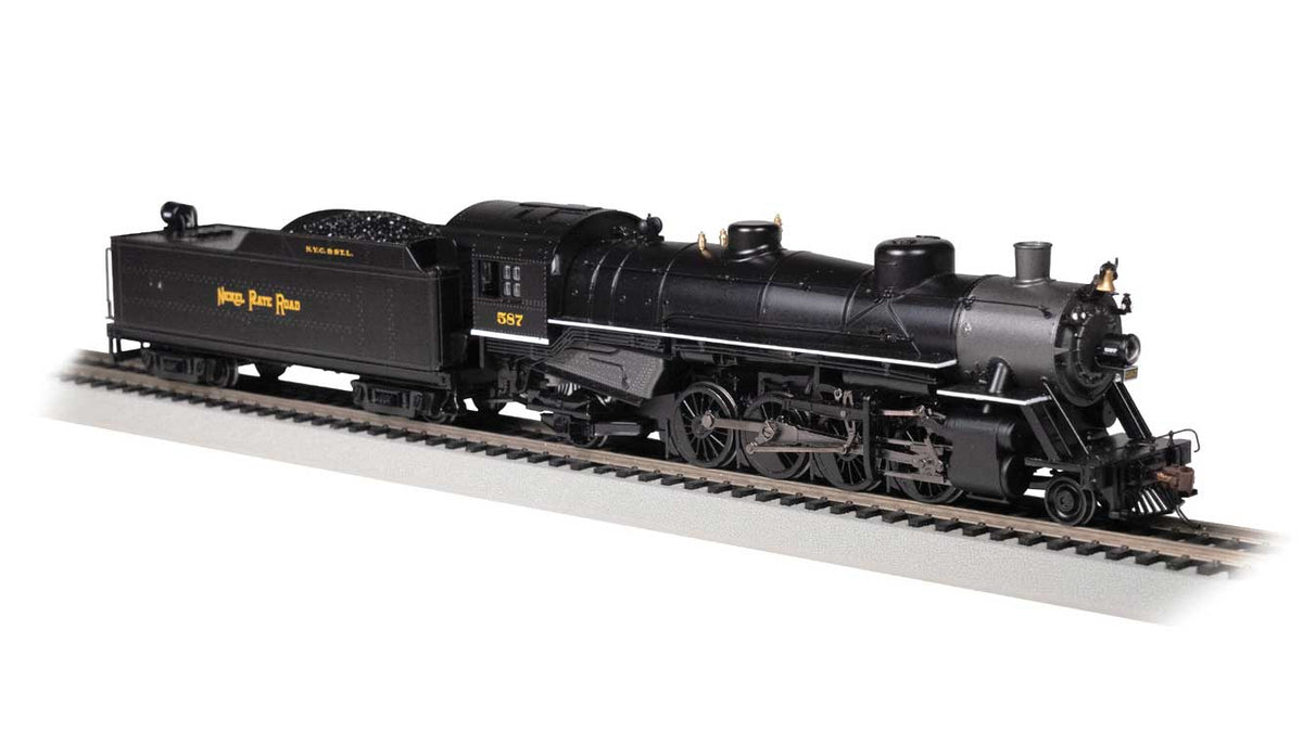 USRA Light 2-8-2 Mikado w/Long Tender - Standard DC -- Nickel Plate #587 (black, graphite)