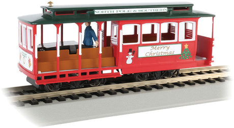 Cable Car with Grip Man - Standard DC -- North Pole & Southern ("Merry Christmas"; red, green, silver)