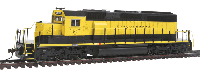 EMD SD40-2 - DCC -- New York, Susquehanna & Western #3018 (black, yellow)-1