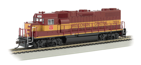 EMD GP38-2 - Standard DC -- Wisconsin Central #2001 (maroon, yellow)-1