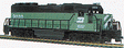 EMD GP40 - Standard DC -- Burlington Northern #3519 (Cascade Green, black, white)-1