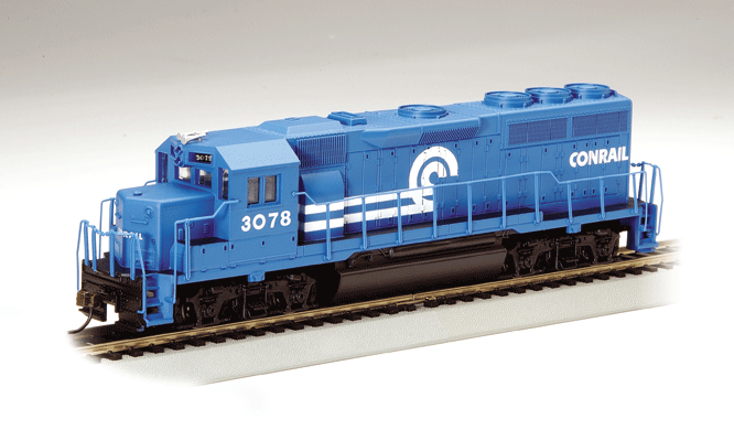 EMD GP40 - Standard DC -- Conrail #3078 (blue, white)-1