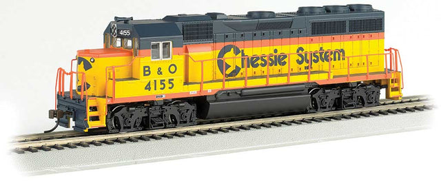 EMD GP40 - Standard DC -- Chessie System 4155 (yellow, vermillion, blue)