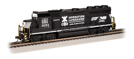EMD GP40 - Standard DC -- Norfolk Southern 3053 (black, white, Operation Lifesaver)