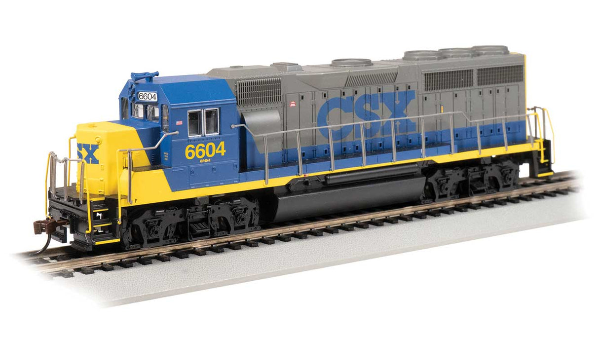 EMD GP40 - Standard DC -- CSX #6604 (Bright Future, gray, blue, yellow)