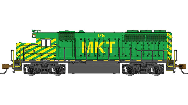 EMD GP40 - Standard DC -- Missouri-Kansas-Texas #175 (green, yellow)