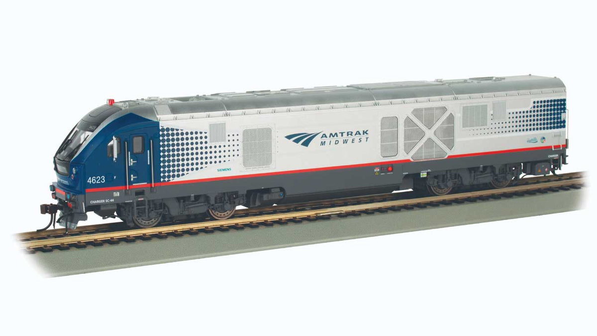 Siemens SC-44 Charger - WowSound(R) and DCC -- Amtrak #4623 (Midwest; silver, blue, red, gray)