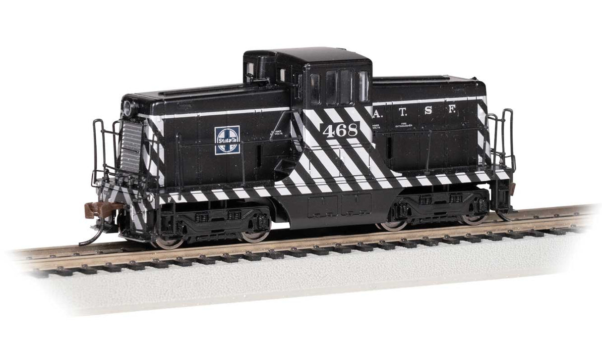 GE 44-Ton Switcher - Sound and DCC - Sound Value -- Atchison, Topeka & Santa Fe #468 (Zebra Stripes; black, silver)