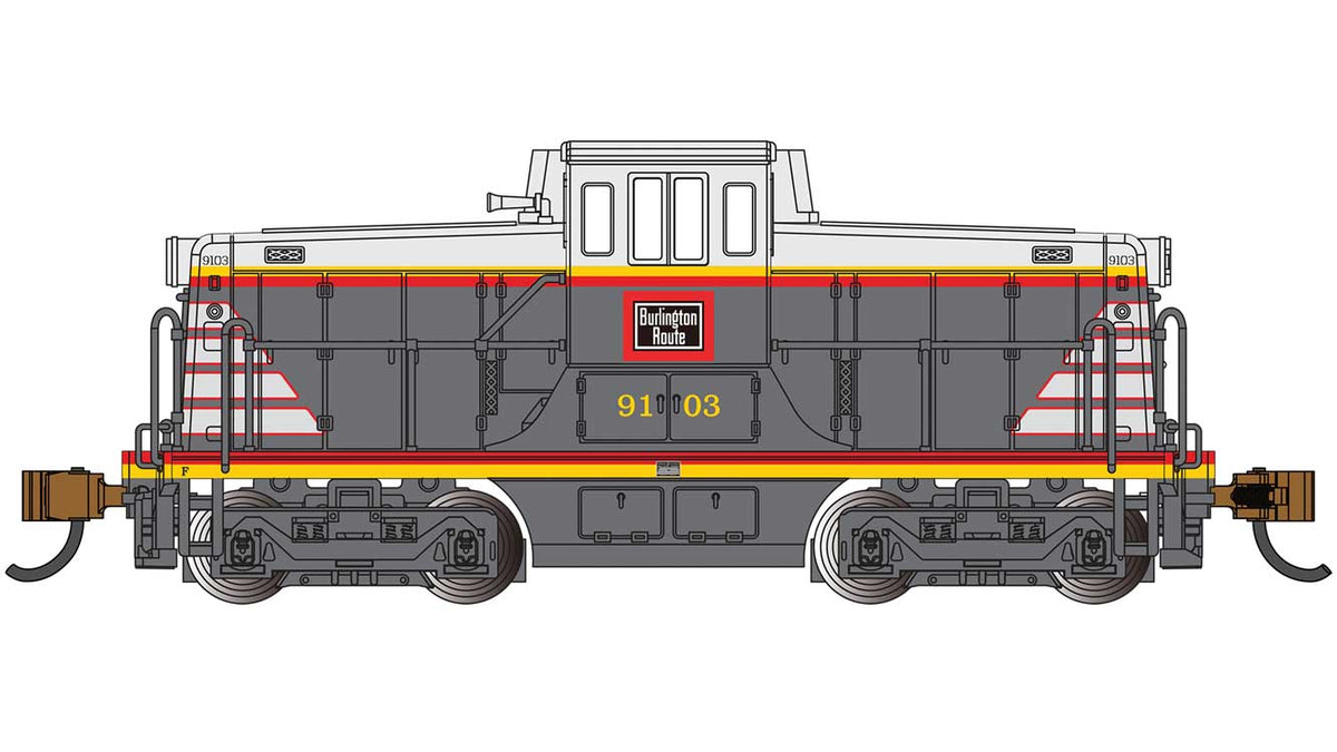 GE 44-Tonner - DCC -- Chicago, Burlington & Quincy #9103 (black, gray, red, silver)