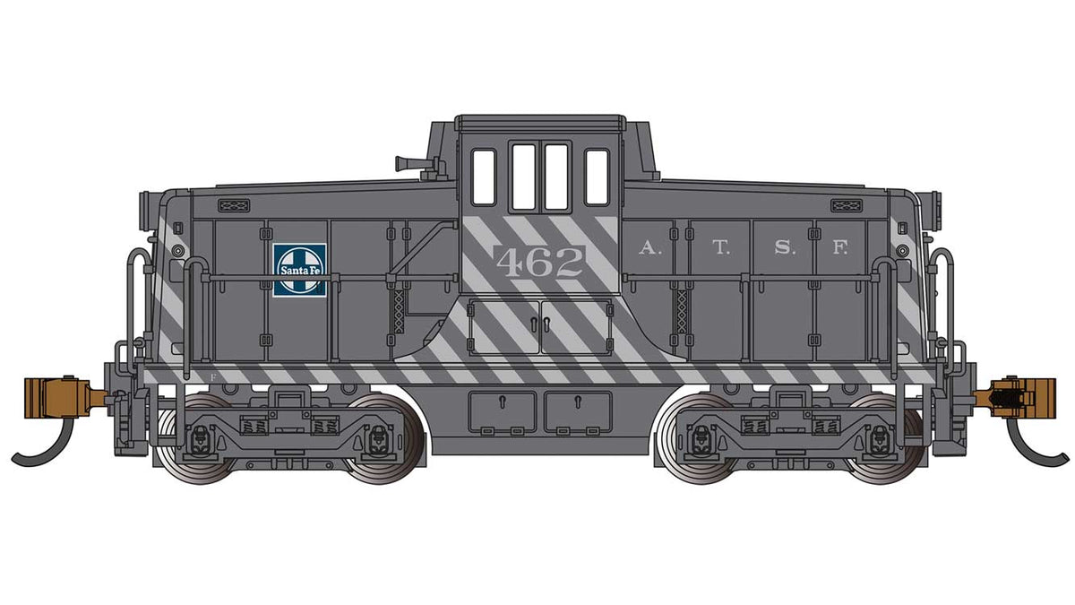 GE 44-Tonner - DCC -- Santa Fe #462 (Zebra Stripe, black, silver)