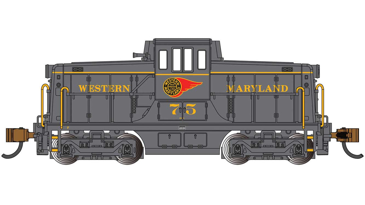 GE 44-Tonner - DCC -- Western Maryland #75 9black, yellow, red, Fireball Logo)