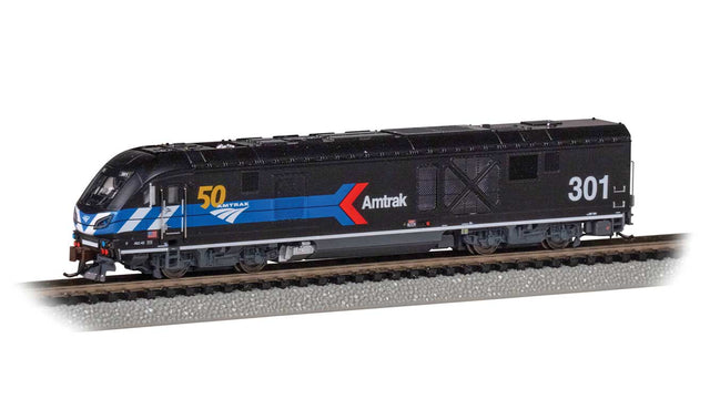 Siemens ALC-42 Charger - Econami(TM) Sound and DCC -- Amtrak #301 (Day One Scheme; black, blue, red; Arrow, 50th Anniversary Logo)