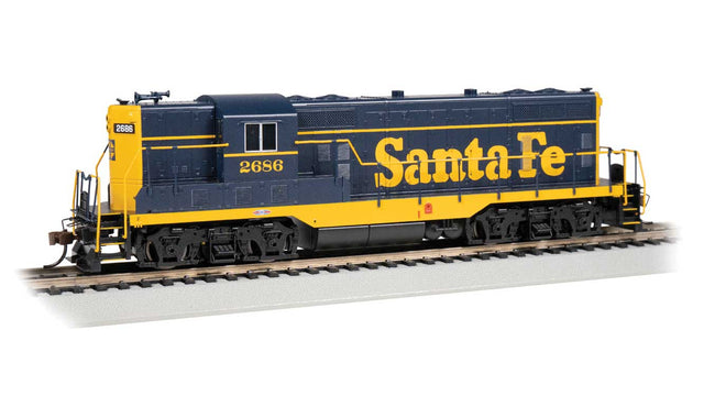 EMD GP7 - Standard DC -- Santa Fe #2686 (Pinstripe Scheme, blue, yellow)