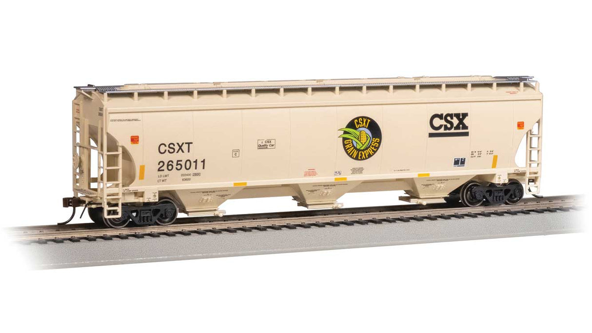 Trinity 5161 3-Bay Covered Hopper - Ready to Run -- CSX Transportation #265044 (Pale Yellow, black; Grain Express Logo)