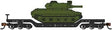 52' Deressed-Center Flatcar with Sheridan Tank - Ready to Run -- United States Army (Black Flatcar, Green Tank)