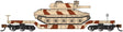 52' Deressed-Center Flatcar with Sheridan Tank - Ready to Run -- United States Army (Desert Camouflage; tan, brown)