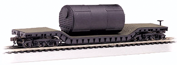 Depressed-Center Flatcar - Ready to Run - Silver Series(R) -- With Boiler Load (black, Unlettered)