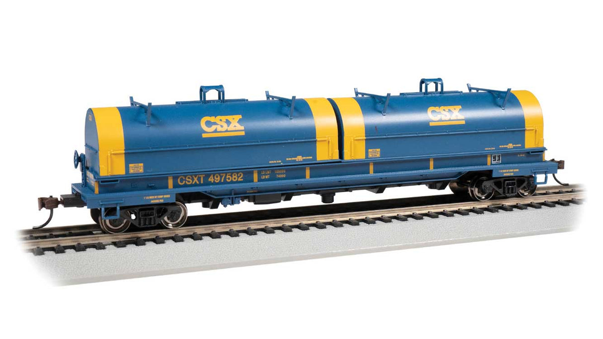 55' Steel Steel Coil Car with Round Hoods - Ready to Run -- CSX Transportation #497582 (blue, yellow)