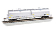 55' Steel Steel Coil Car with Round Hoods - Ready to Run -- Union Pacific #249254 (gray; Yellow Conspicuity Markings, Small Logo)