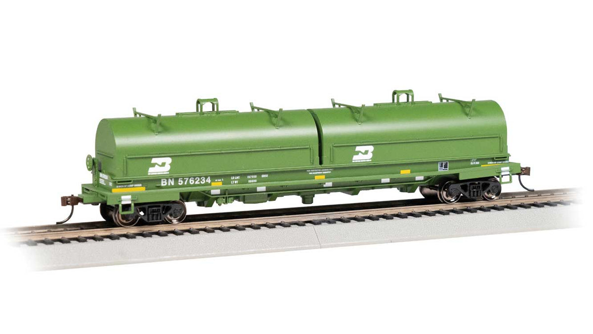 55' Steel Steel Coil Car with Round Hoods - Ready to Run -- Burlington Northern #576234 (Cascade Green, white, late 1980s Logo)