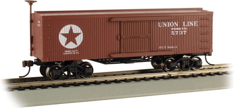 34' Old-Time Wood Boxcar - Ready to Run - Silver Series(R) -- Union Line (Boxcar Red, Star Logo)
