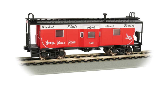 Steel Bay Window Caboose - Ready to Run -- Nickel Plate Road #425 (red, white, black; "High Speed" Slogan)