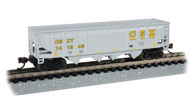 40' Quad Hopper - Ready to Run -- CSX Transporation #141946 (gray, Yellow Conspicuity Markings)