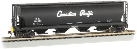 Canadian Cylindrical 4-Bay Grain Hopper, Flashing FRED - Ready to Run -- Canadian Pacific #386502 (black, Script Lettering)