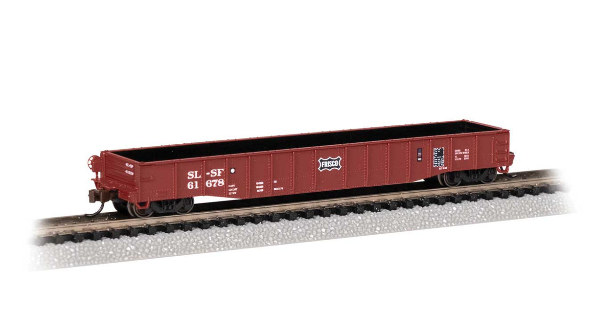 52'6" Drop-End Gondola - Ready to Run -- St. Louis-San Francisco #61678 (Boxcar Red, black; Frisco Coonskin Logo)
