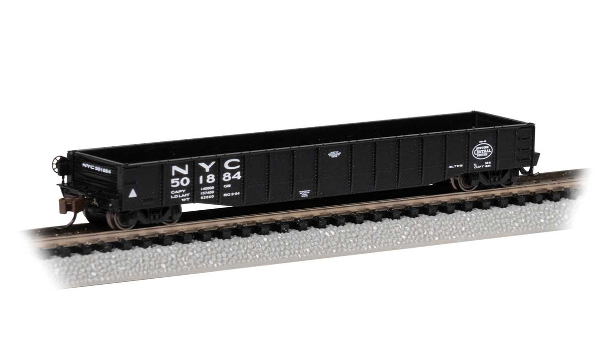 52'6" Drop-End Gondola - Ready to Run -- New York Central #501884 (black, white, Lines Logo)