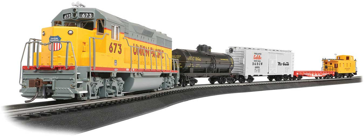 Track King Train Set - Standard DC -- Union Pacific EMD GP40, 4 Cars, Wide-Vision Caboose, E-Z Track Oval(R) Spee