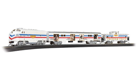 Norman Rockwell Freedom Train Set - Standard DC -- EMD F7, Display Car, Wide-Vision Caboose, E-Z Track Oval(R) Speed Controller-1