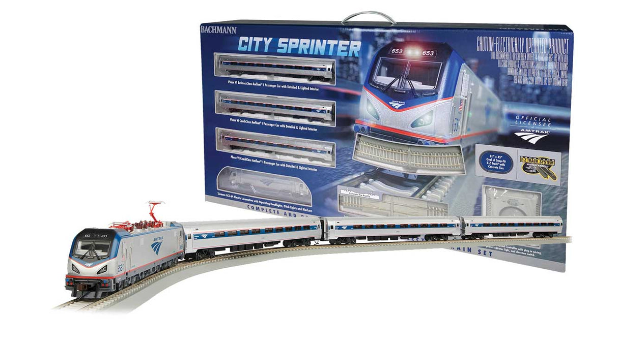 Amtrak(R) City Sprinter - Standard DC -- ACS-64 Electric, 3 Amfleet Cars, E-Z Track(R) Oval, Power Pack